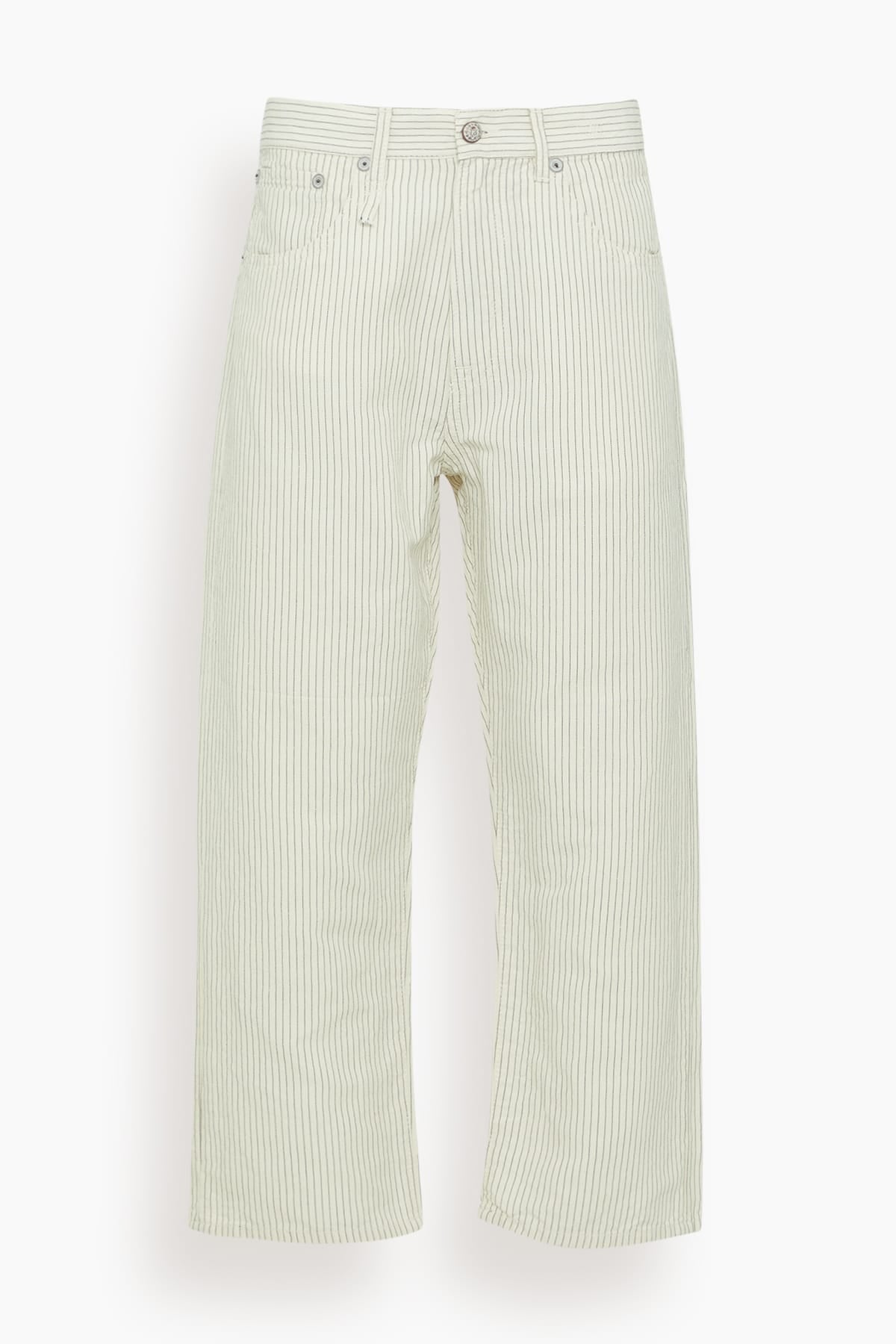R13 X-BF 5-Pocket Pant in White with Black Mini Stripe