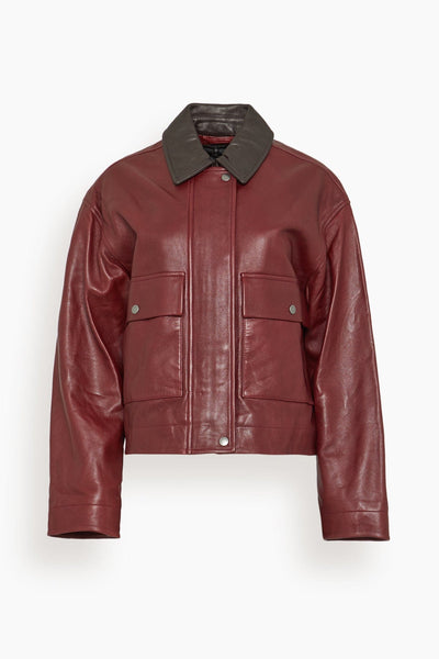 Nonie Leather Jacket in Burgundy