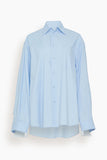 MM6 Maison Margiela Tops Button Down Shirt with Stripe Insets in Light Blue