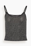 R13 Cami Tee in Ecru Mini Polkadot on Black