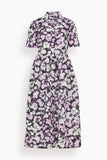 Erdem Dresses Short Sleeve Midi Shirt Dress in Havelock Blossom Lilac Short Sleeve Midi Shirt Dress in Havelock Blossom Lilac