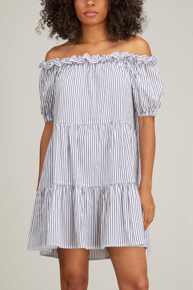 e lei Casual Dresses Coquette Dress in White Dark Stripe E Lei Coquette Dress in White Dark Stripe