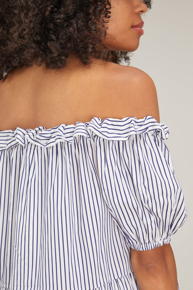e lei Casual Dresses Coquette Dress in White Dark Stripe E Lei Coquette Dress in White Dark Stripe