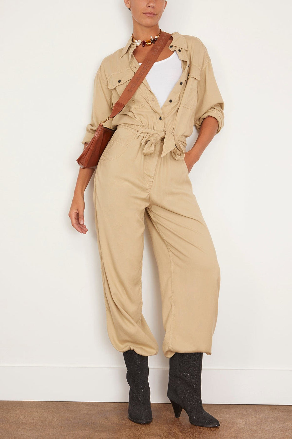 Isabel Marant Etoile Paige Jumpsuit in Light Khaki Hampden Clothing