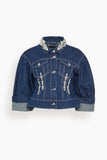 Simone Rocha Jackets Sculpted Cropped Denim Jacket in Indigo/Clear Sculpted Cropped Denim Jacket in Indigo/Clear