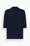 Loulou de Saison Ruth Short Sleeve Top in Navy