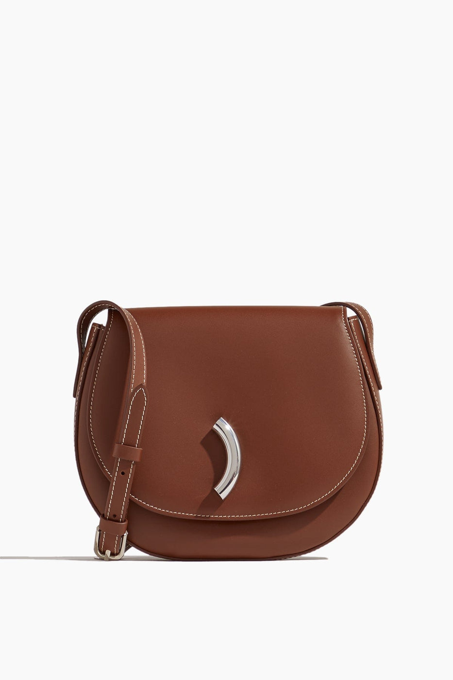 Little Liffner Cross Body Bags Maccheroni Saddle Bag in Chestnut Leather