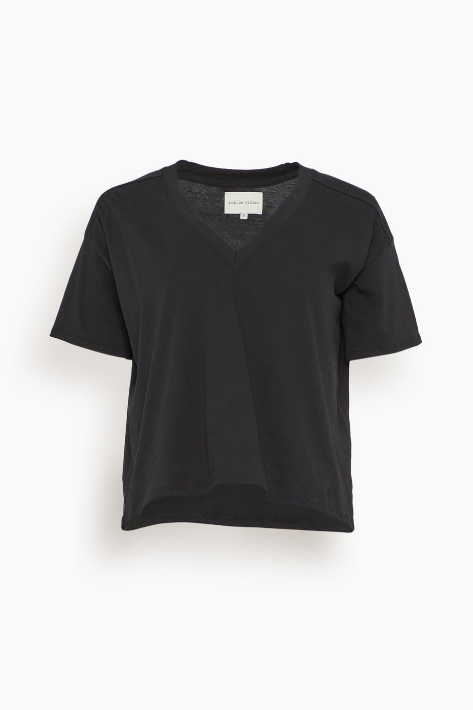 Loulou Studio Tops Faaa V Neck T-Shirt in Black