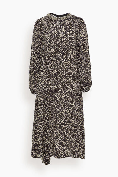 Emmeline Print Long Sleeve Midi Dress in Multi