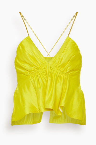 Shiny Statement Top in Bright Yellow