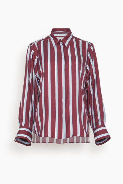 Luxurious Stripes Blouse in Red Blue White Mix