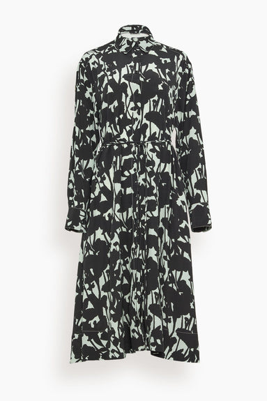 Proenza Schouler White Label Dresses Viscose Flou Long Sleeve Shirt Dress in Mint/Black