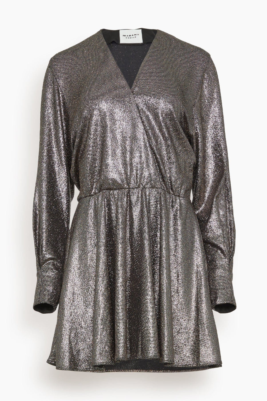 Etoile Isabel Marant Cocktail Dresses Alexane Metallic Long Sleeve Dress in Metallic Black Isabel Marant Alexane Metallic Long Sleeve Dress in Metallic Black