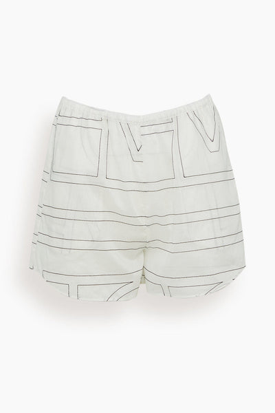 Toteme Shorts Monogram Cotton PJ Shorts in White/Black