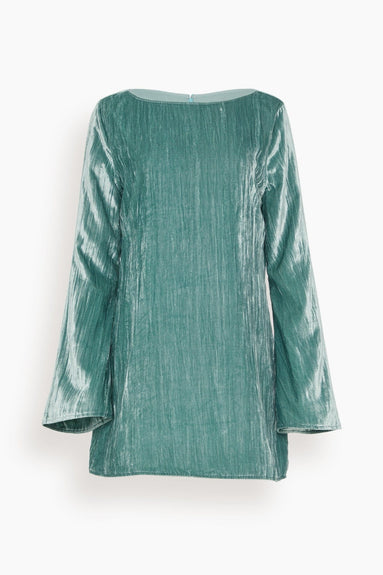 Loulou Studio Dresses Alava Short Velvet Dress in Aqua