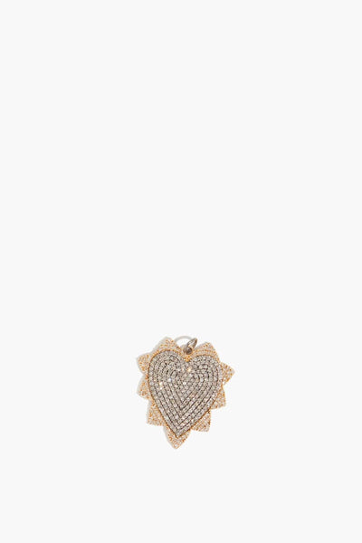Large Spike Heart Pendant in 14k Yellow Gold/Sterling Silver