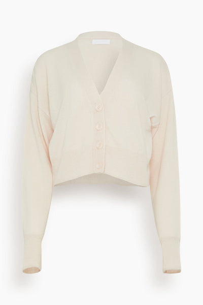 Adele Cropped V-Neck Cardigan in Mallow