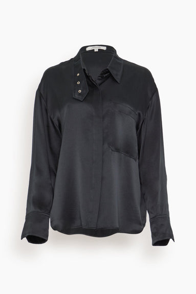 Dorothee Schumacher Tops Shiny Statement Casual Shirt in Pure Black