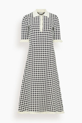 Saige Gingham Knit Short Sleeve Midi Dress in Multi
