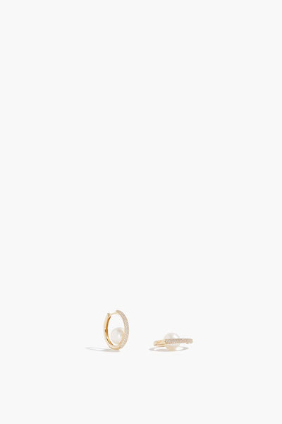 Pearl Infinity Hoops in 14k Yellow Gold