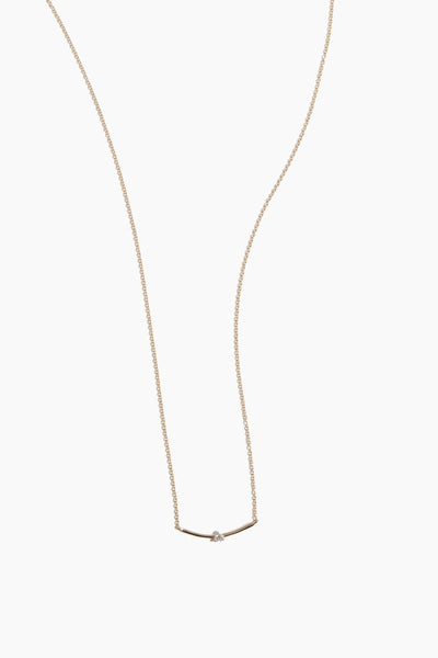 Solitaire Diamond Curve Necklace in 14k Yellow Gold