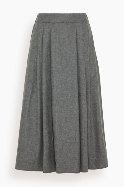 Pleat Front Full Skirt in Charcoal Tweed