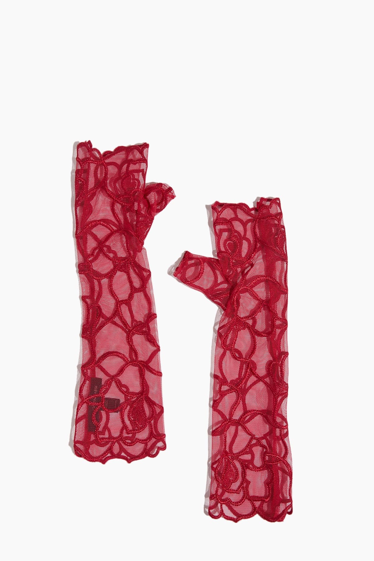 Kiki de Montparnasse - Kiki de Montparnasse Petite Chou Embroidery Fingerless Gloves in Red - Hampden Clothing Kiki de Montparnasse - Kiki de Montparnasse Petite Chou Embroidery Fingerless Gloves in Red - Hampden Clothing