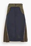 Sacai Suiting Mix Skirt in Navy/Dark Khaki
