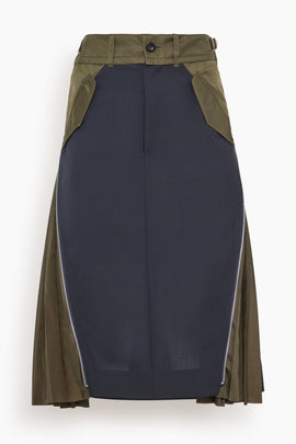 Suiting Mix Skirt in Navy/Dark Khaki