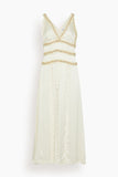 Saint Art Nola Embellished Silk Dress in Ivory