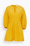 Apiece Apart Rocca Pleat Mini Dress in Lemon Curry