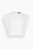 Tibi Compact Poplin Cropped Square Top in White