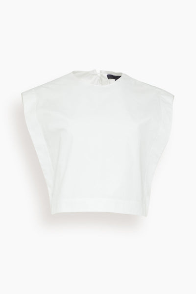 Compact Poplin Cropped Square Top in White