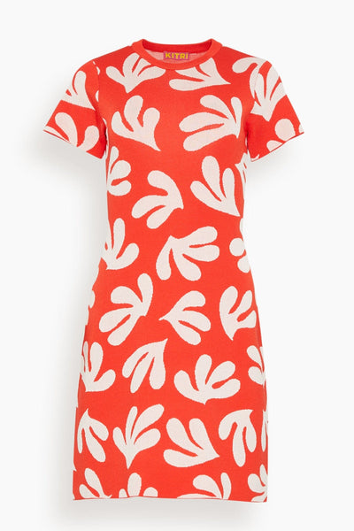 Rue Mini Dress in Red Leaf Print