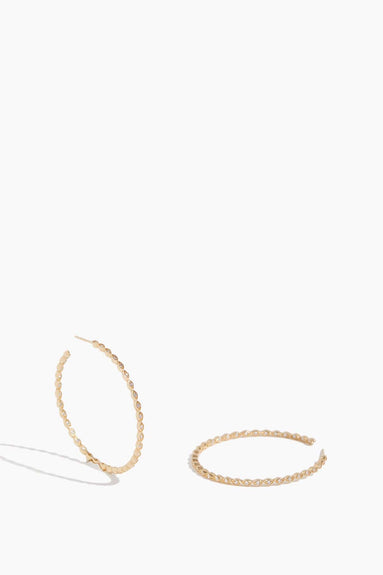 Vintage La Rose Earrings Wavy Diamond Hoops in 14k Yellow Gold