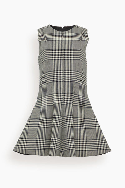 The Sophie Crew Neck Fitted Mini Dress in Prince of Wales Plaid