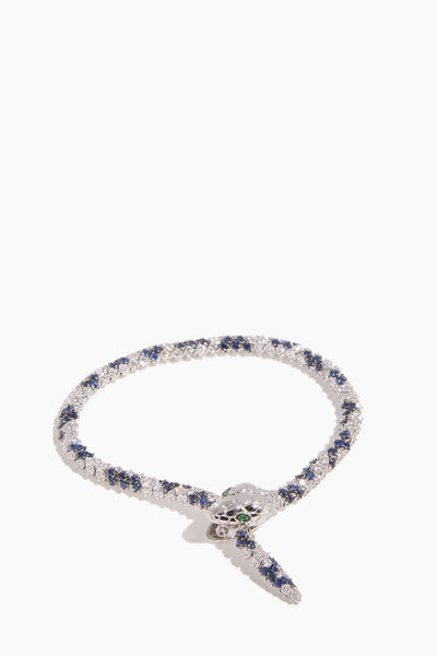 Nouveau Sapphire and Diamond Serpent Bracelet in 18k White Gold