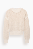 Another Tomorrow Open Knit Crewneck in Ecru