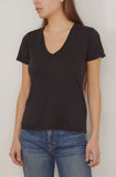 Nili Lotan Tops Carol V-Neck Tee Shirt in Jet Black Nili Lotan Carol V-Neck Tee Shirt in Jet Black