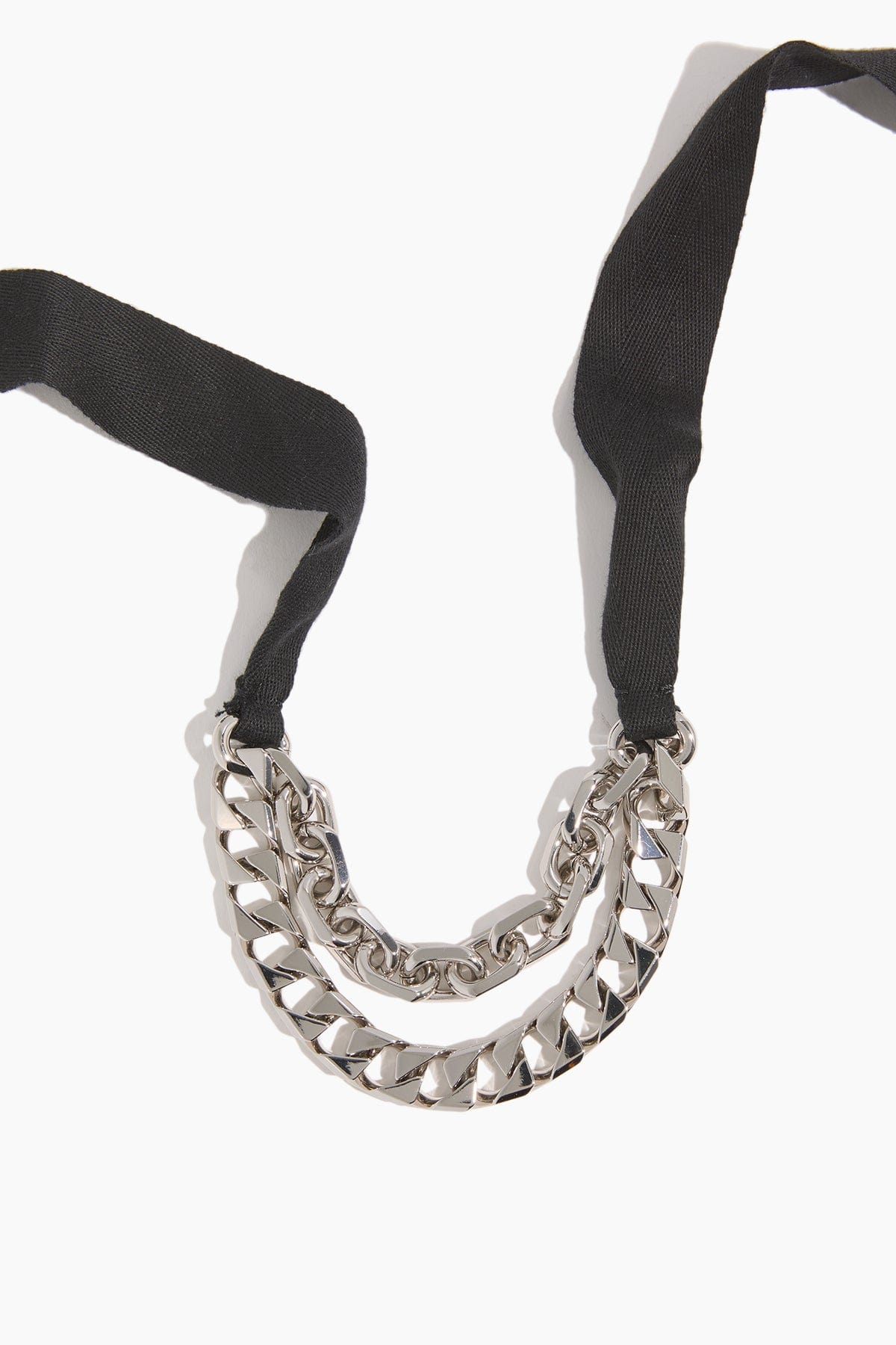 Plan C Double Chain Necklace with Rib in Nikel Lucido