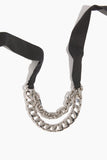 Plan C Double Chain Necklace with Rib in Nikel Lucido