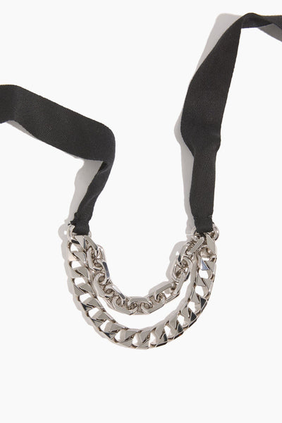 Double Chain Necklace with Rib in Nikel Lucido