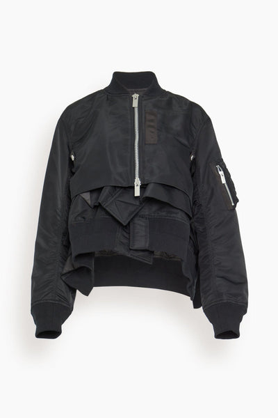 Nylon Twill Blouson Jacket in Black