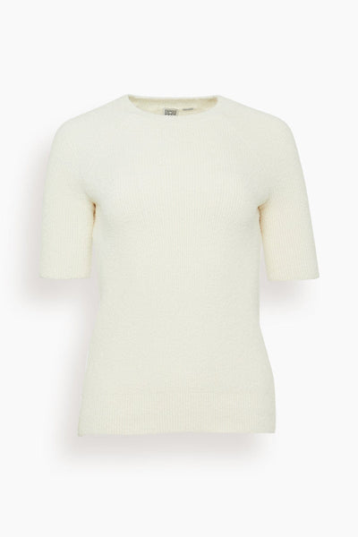 Raglan Sleeve Terry Knit Top in White