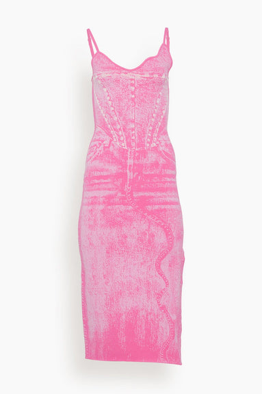 PH5 Dresses Jasmine Denim Print Tank Dress in Barbie Pink