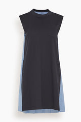 【sacai】Nylon Twill Cotton Jersey Dress Sacai Nylon Twill x Cotton Jersey Dress in Navy/Dark Khaki