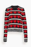 Meryll Rogge Sweaters Crewneck Slim Neck Sweater in Red Multi