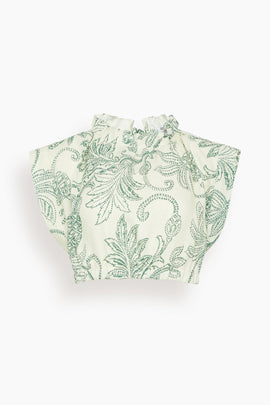 Muna Ruched Crop Top in Mokata Green