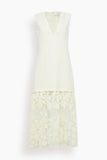 Sea Arielle Lace V-Neck Midi Dress in Cream