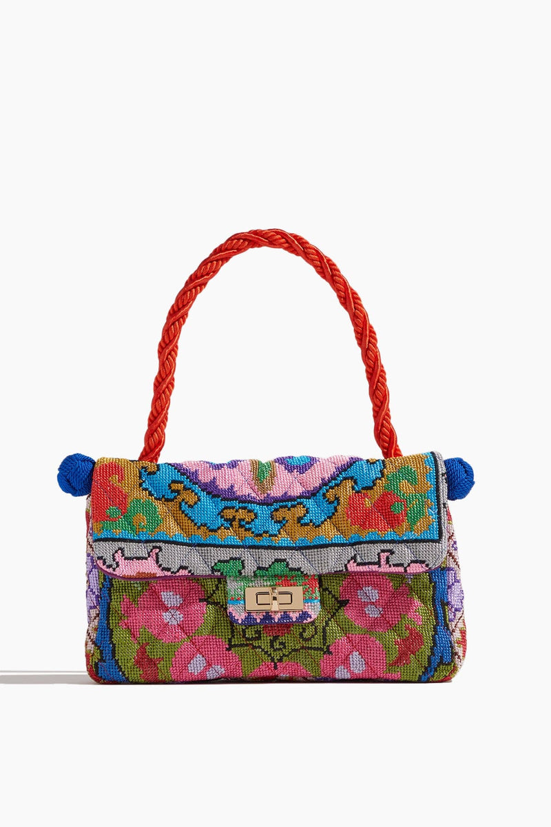 Rianna & Nina One of a Kind Bonbon Embroidery Bag in Orange Strap